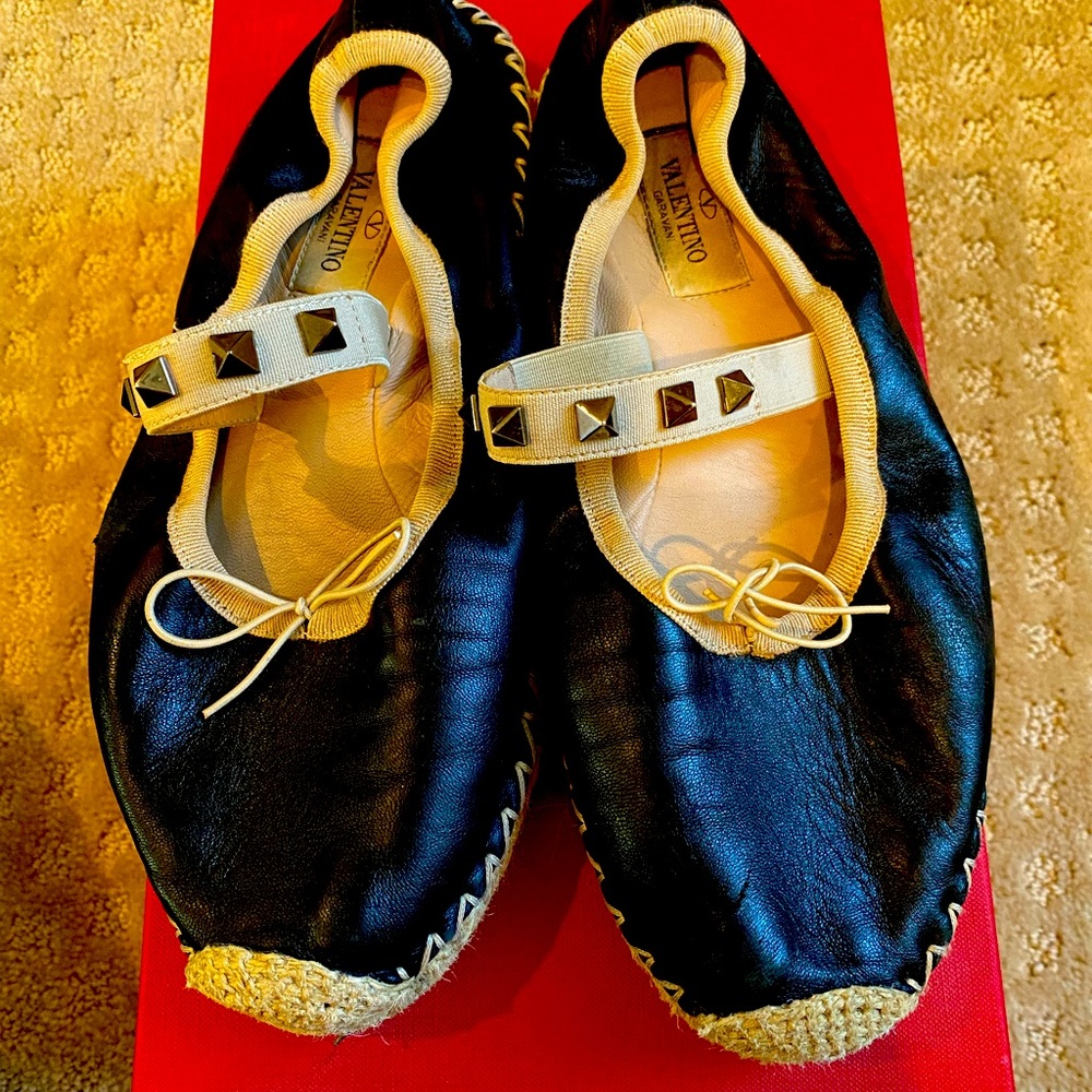 Valentino rock stud Ballerina Espadrille in black